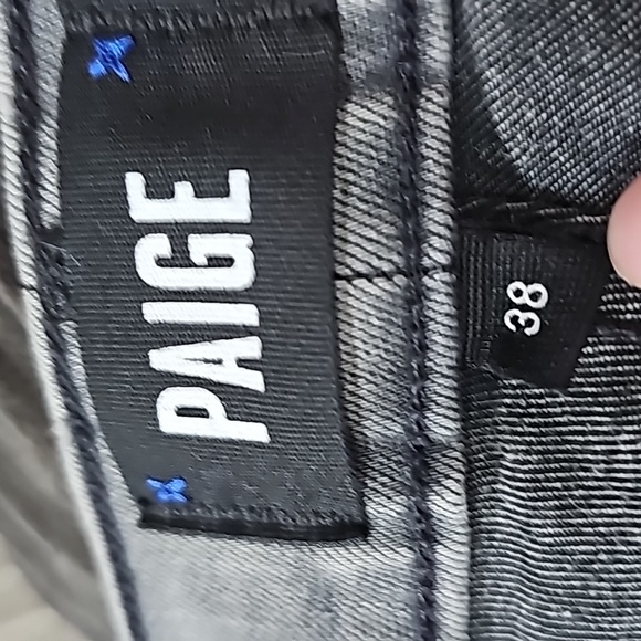 Paige Mens Lennox Straight Leg Ripped Acid Wash Grey Jeans Sz 38 - Picture 6 of 14